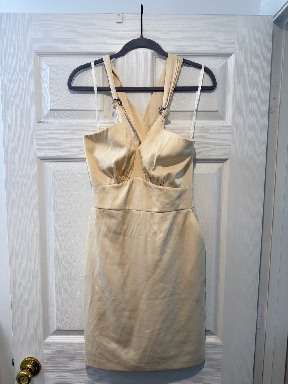 Reiss Ivory Satin Cocktail Dress with Crossed Straps
